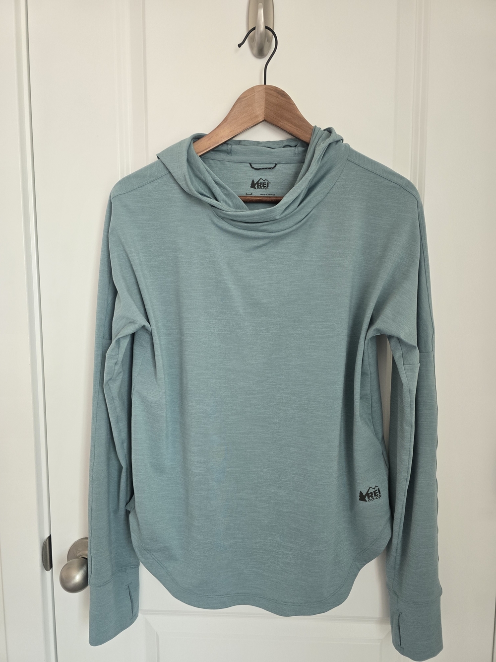 REI Sahara Sunshade Hoodie SPF Size Small Blue Green
